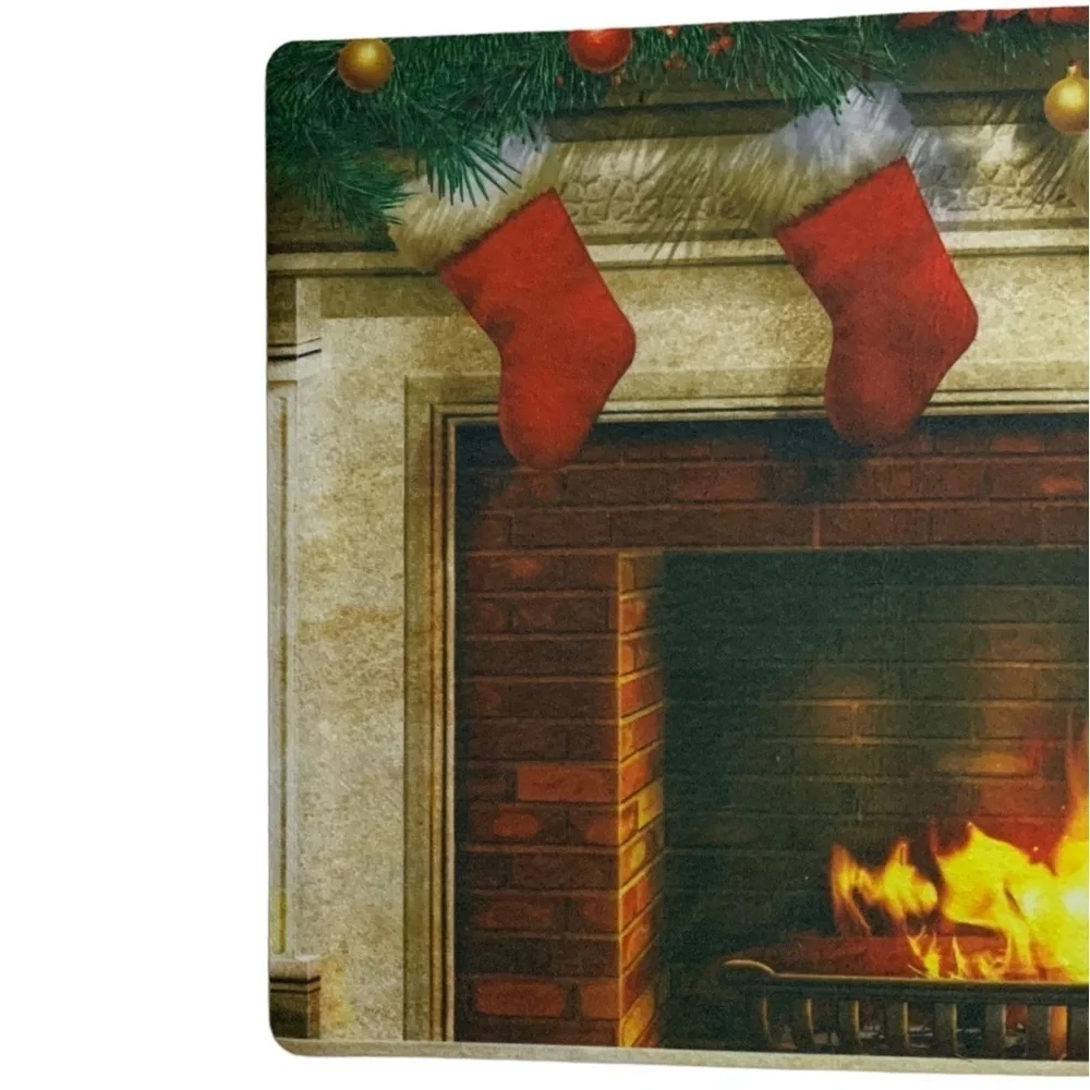 Holiday Doormat Fireplace Christmas Stockings Rectangle 16 X 24 In Multicolor